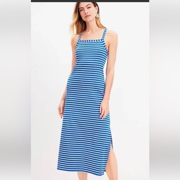 LOFT Blue and White Striped Dress NWT - Picture 5 of 6
